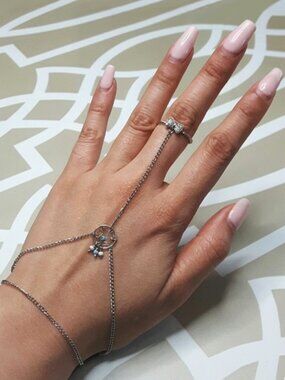 Hand Jewelry Silver Chain Turquoise Dreamcatcher DreamCatcher Ring Bracelet b44